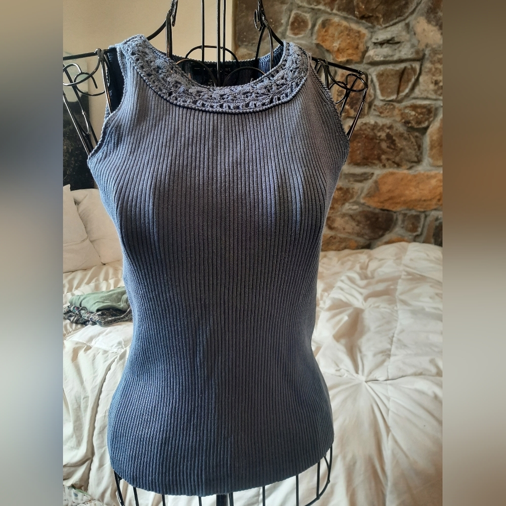100% Silk Tank Top Gorgeous Blue EUC
